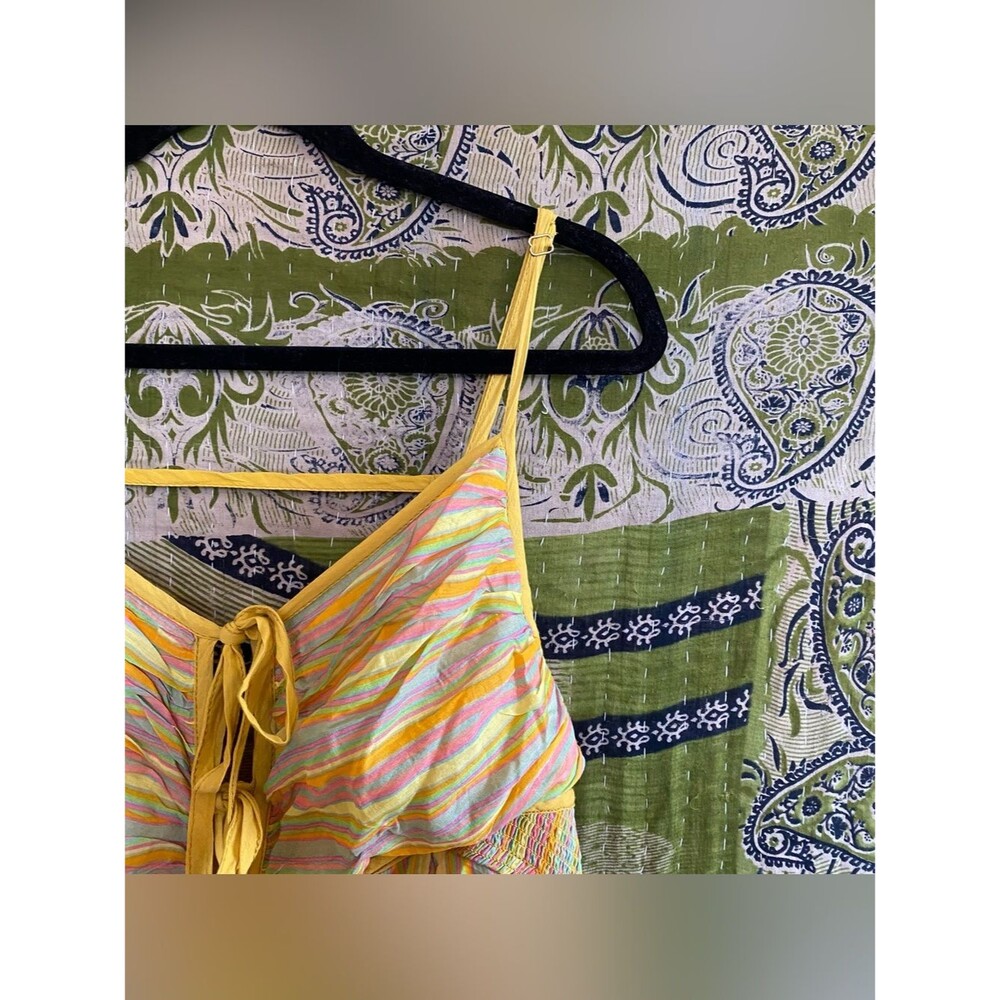 Free People Citrus Combo Poplin Dream Weaver Boho Maxi Dress Size Extra Large - Picture 6 of 16